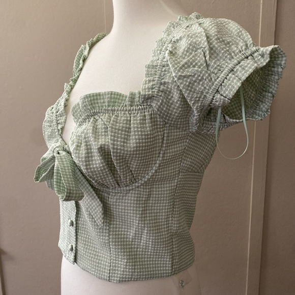 NWOT Dolls Kill gingham milkmaid crop top, Size XS - Picture 2 of 6